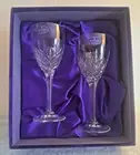 Royal Doulton Etch Crystal Wine Glasses, Hellene, 7", Set of 2, NIB