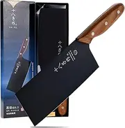 SHI BA ZI ZUO Meat Cleaver Knife Chinese Chef Knife Stainless Steel Slicer Cleaver with Anti-Slip Wooden Handle