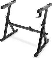 Pyle Heavy Duty Folding Keyboard Stand - Sturdy Reinforced Z Design w/Adjustable Width & Height, Foam Padded Arms, Digital Piano Stand, Fits 54-88 Key Electric Pianos & Used for Travel & Storage