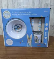 NEW Beatrix Potter Peter Rabbit 5 Piece Melamine Dinnerware Set Easter In Box