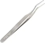 False Eyelash Applicator - FEITA Professional Curved Eyelashes Extension Tweezer for Easy Lashes Application and Removal - Silver - 1Pc