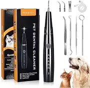 PAWSION Ultrasonic Dog Plaque and Tartar Remover, Teeth Cleaning Kit for Pets, Rechargeable Dental Scraper for Pets, 5 Modes with 3 Cleaning Heads and LED Light