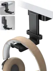 Headphone Holder, Sticky Headset Stand-under Desk Headphone Hanger- Rotable Hook