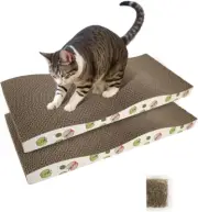 2-Pack Cat Scratching Board, Corrugate Cat Scratcher for Indoor Cats with Catnip