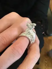ONE-OF-A-KIND AMAZINGLY DETAILED, HANDMADE DVA STERLING DRAGON RING!! MUST SEE!