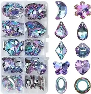 50 Pcs Crystal Suncatcher Beads Kit Colorful Prism Crystal Chandelier Parts Purple Replacement Large Glass Beads Suncatchers for Window Hanging Garden DIY Lamp Pendant Supplies Decoration Ornament