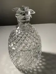 10” Pineapple Covered Candy Dish Biscuit Jar Shannon 24% Lead Crystal Godinger