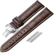 [iStrap] Watch Band Deployment 16mm 18mm 20mm Buckle Calf Leather Padded Replacement Strap Red White Pink