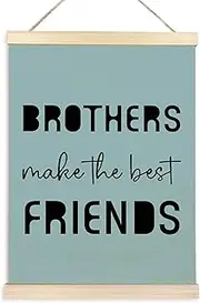 TAEDIN Nursery Brother Make The Best Friends Poster Hanger Frame, Quotes Wood Wooden Canvas Artwork Print Blue-Black, Toddler Boys Room Wall Decor Painting for Kids Play Room Bedroom Decor 12X16