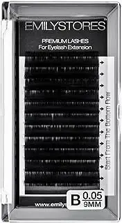 EMILYSTORES 0.05mm Thickness B Curl 9mm Length Lashes Silk Mink Eyelashes For Eyelash Extensions Single Size One Tray