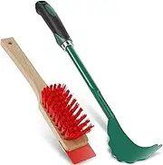 Mower Deck Scraper with Ergonomic Long Handle, Lawn Mower Deck Cleaner Tool with Stiff Bristle Brush, Sturdy Lawn Mower Maintenance Deck Scraper Cleaning Tool for Gardening