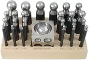 DAPPING SET 24 PCS DOMING PUNCHES STEEL BLOCK FOR JEWELRY REPOUSSE SILVERSMITH ACE TOOLS