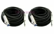 2x 50Ft XLR 3-Pin Female to 1/4" Mono Male Plug Mic Microphone Audio Cord Cable