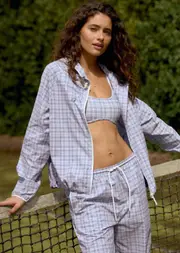 [Lorna Jane] Country Club Outdoor Rec Jacket in Print, Size - Small S Grey Check