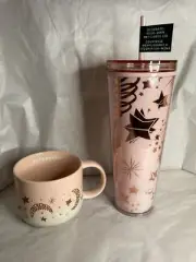 Starbucks holiday pink gold moon stars create your own lid and matching mug