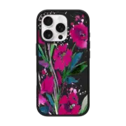 iPhone 16 Pro Impact Case MagSafe Compatible POCKETFUL OF POSIES Magenta Pink Teal Green, Floral Watercolor Painting Flowers Colorful Art Girly Pretty Spring Summer Garden Whimsical Fuchsia Bold Transparent Chic Lovely Design