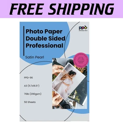 Water-Resistant A3 Satin Pearl Photo Paper - 50 Sheets Double-Sided for Inkjet