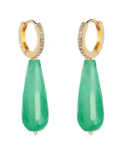 Liv Oliver 18K Plated 50.00 ct. tw. Jade CZ Earrings
