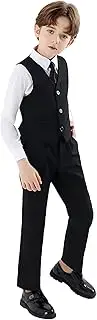 [DANUOKU] Boys' Suits 4PCs Vests Pants Shirts Bowtie Sets Child Tuxedos Outfits Suitable for Boys Aged 4-10 Years