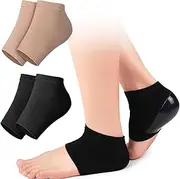 2 Pairs Moisturizing Heel Socks, Gel Padded Heel Socks for Dry, Cracked Heels, Pressure-Reducing & Shock-Absorbing Gel Heel Protectors for Sports Long Time Standing Walking