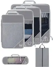 Koncle Compression Packing Cubes for Suitcases, Extensible Travel Packing Cubes, Mesh Luggage Suitcase Organizer Bags, Large Medium Small Slim Packing Cube, Travel Suitcase Accessories