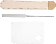 Baluue 1 Set Palette Stick Transparent Stickers Mixer Makeup Mixing Paint Palette Knife Press Nails Press Nail Stand Chrome Makeup Spatula Bowl Highlight Builder Curd Four Stainless Steel