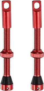uxcell 2pcs Tubeless Valve Stems 60mm Aluminum Alloy Tubeless Valve with 4 Hole and Removal Caps Super Light No Leak Durable Fit Most Bicycle Tubeless Rims, Red