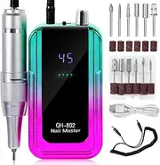 45000RPM Rechargeable Nail Drill Machine Electric Nail Drill Sander Low Noise Manicure Machine Colorful Green