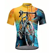 Men's Women's Cycling Jersey Short Sleeve Bike Jersey Top with 3 Rear Pockets UV Resistant Quick Dry Front Zipper Reflective Strips Blue Sports Clothing Appare