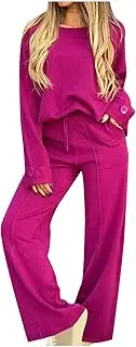 [FZYLQY] Women's 2 Piece Lounge Sets Oversized Long Sleeve Pullover Top & Wide Leg Pants Fall Slouchy Cozy Matching Sets 2024