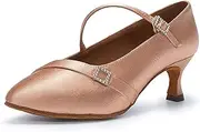 [Generic] Women's Ballroom Dance Shoes Closed Toe Low Heel Satin Wedding Evening Dancing ShoesOrange,41