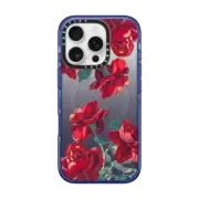 iPhone 16 Pro Impact Case MagSafe Compatible Red Roses (Transparent)