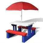Kids Picnic Table with Benches and Parasol Outdoor Play Garden Furniture 41455