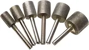BPVMVLKCFG 6pcs Diamond Cylindrical Grinding Head 12/14/16/18/20/25mm Mounted Points Grinder Drilling Bits with 6mm Shrank Rotary Tool Hand Tool Accessories