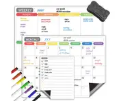 Magnetic Dry Erase Calendar Whiteboard Fridge Magnet Flexible Daily Message Stickers Included Monthly Weekly Daily Calendar Whiteboard 5 Board Pen 1 Eraser