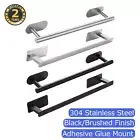Hand Towel Rail Adhesive Tea Towel Holder Hanger Stainless Steel Brushed/Black
