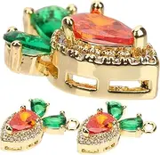 LABRIMP 3pcs Metal Zircon Carrot Charms DIY Necklace Bracelet for Jewelry Making