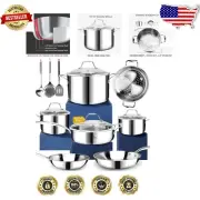 Mirror Polished Induction-Compatible Cookware Set - 14-Piece Healthy Kitchen Aid