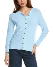 Hannah Rose Button Arrow Stitch Reversible Cashmere-Blend Cardigan