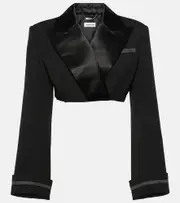 [Simkhai] Simkhai Clare cropped wool-blend blazer UK 12 black