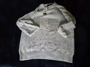 Bill Blass ~ Pullover Sweater Crew Neck Cotton Hand Framed Blue Mens L NEW NICE