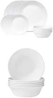Winter Frost White Dinnerware Set, 18 piece with Corelle Livingware Soup Bowl 6 piece set bundle