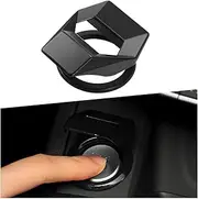 Kewucn Car Engine Start/Stop Button Cover, Carbon Fiber Auto Push Start Button Protective, Zinc Alloy Anti Scratch Power Control Trim, Universal Vehicle Interior Decor for Most Cars (Black)