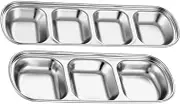 Homoyoyo 2pcs Steel Plate Condiment Dishes Dipping Sauce Bowls for Barbecue Seasoning Plates