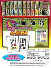Pull Tab Ticket - Hard Card Tickets - Game - 6 Pack Dragon Fire