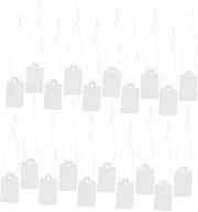 HOODANCOS 1000pcs Strung White Price Tags: Writable Blank Marking Tags for Jewelry Merchandise - Solid Paper Hang Labels for Retail and Events