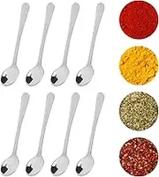 8Pack Condiment Spoons Stainless Steel Mini Spoons 3 Inches Cute Small Spoons Silver Tiny Spoon for Powder Spices Jars Salt Sugar Pepper Desserts Honey(silver)