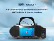 Emerson EDL-2560H 7" Bluetooth DVD Boombox with AM/FM Radio and Stereo Speakers