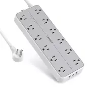TESSAN Power Strip with Surge Protector, 12 AC Outlets, and 3 USB Ports