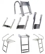 2/3/4 Steps Boat Ladder Stainless Steel Folding & Telescopic Platform Ladder